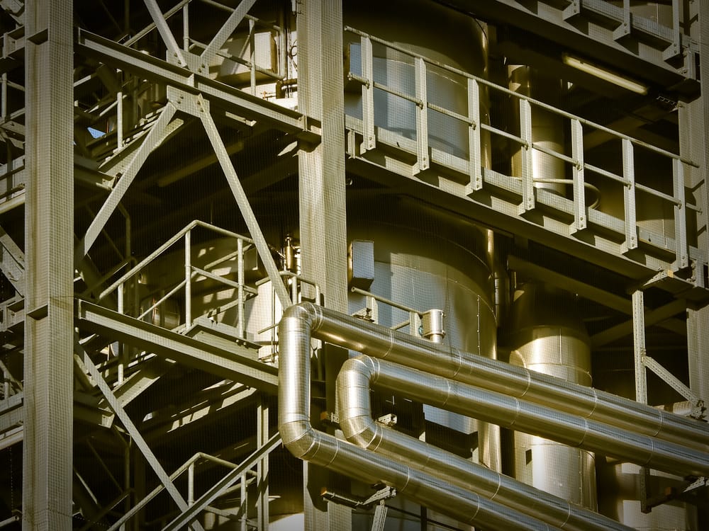 Steel structure and piping at an industrial processing plant